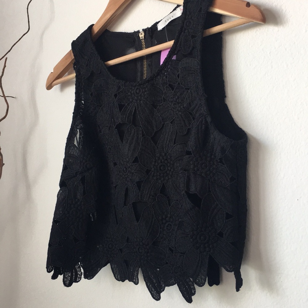 LUSH Black Lace Crop Top